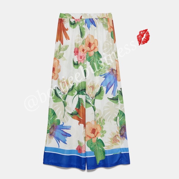 ZARA BNWT Floral Print Halter Top + Pants 2pc Coord Set - Picture 3 of 5